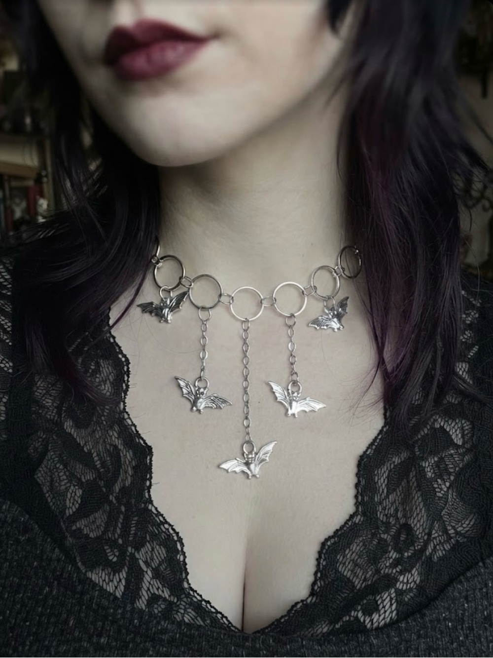 Hand Crafted Hanging Bat Necklace